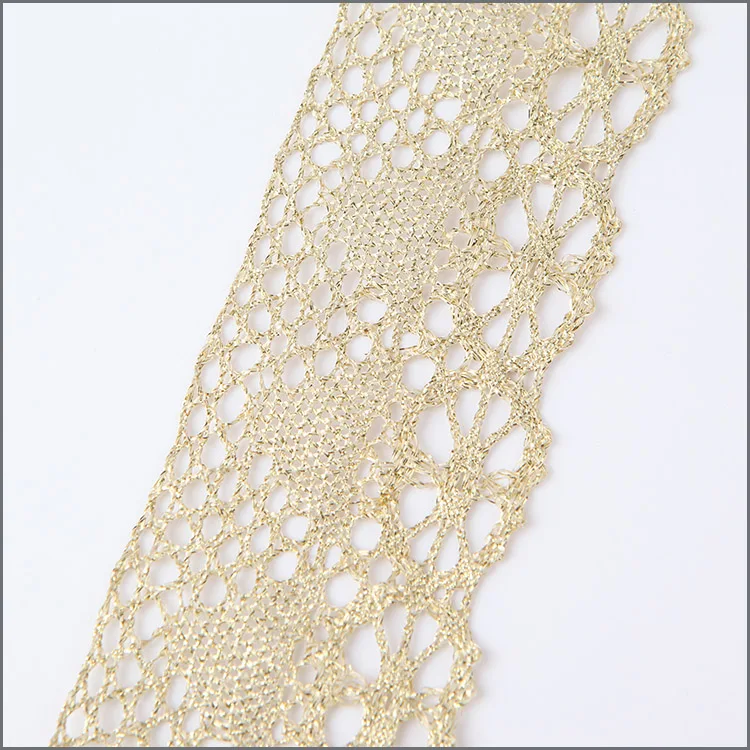 Metallic GOLD Embroidery Lace Trim for Bridal