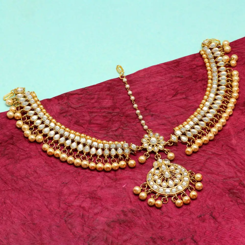 Green Color Kundan Work Matha Patti