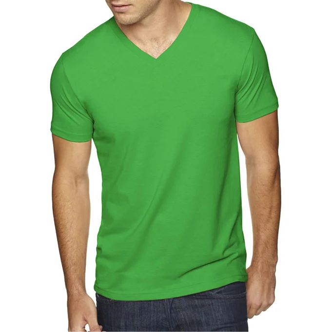 Hot sale 100% cotton V neck T-shirt Mens 180 GSM V neck contrast trim t shirt mixed sizes and colors