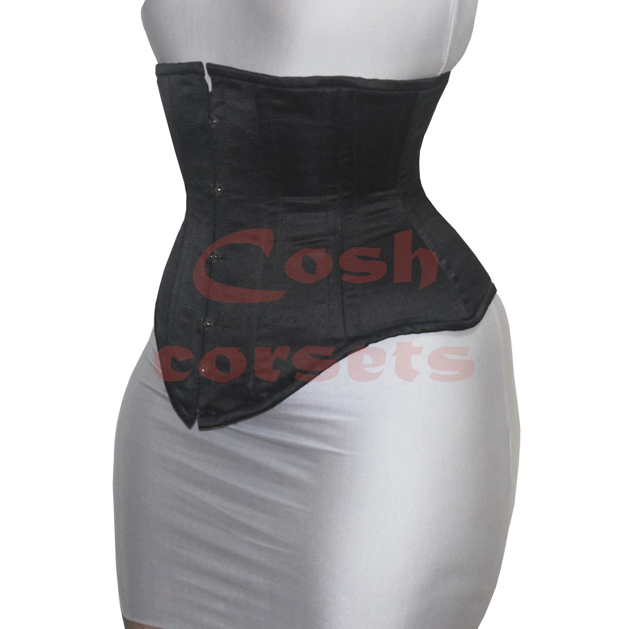 Under Bust Black Satin Corset Longline New Design Waist Trainer Body Shaper Steel Bones Extreme Curvy Premium Quality Corsetry