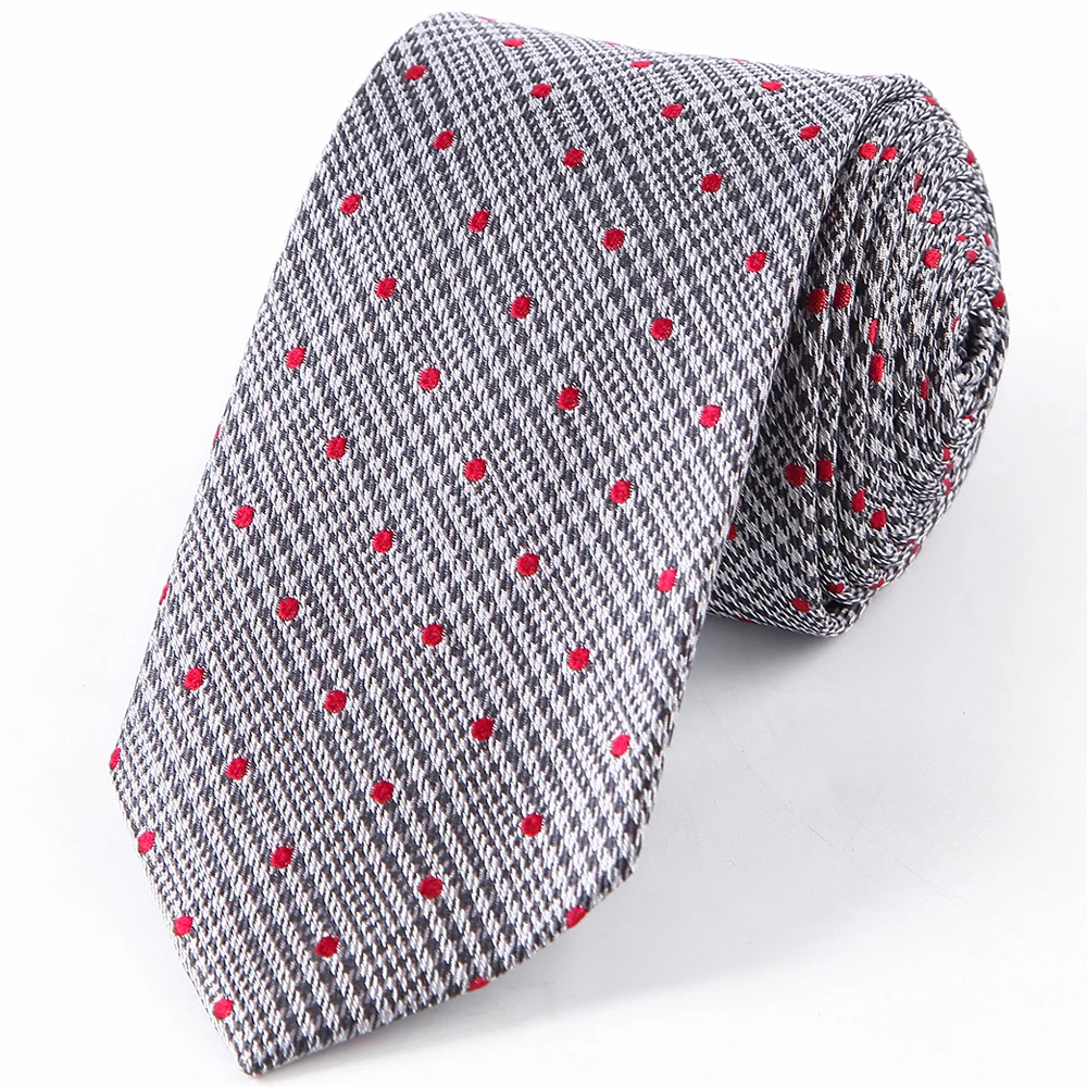 Handsome 100% Silk Plaid Dot Tie Set 6.5CM Gray Pleated Necktie Gravata Pocket Square Tie for Men Party Grrom Wedding