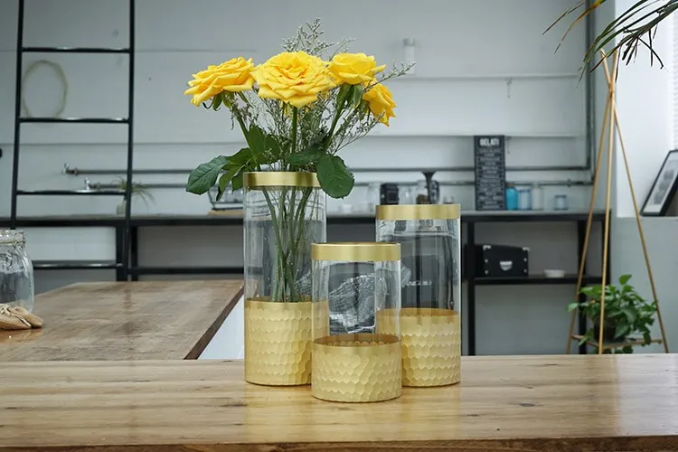 Gold Color Tall Vases Wedding