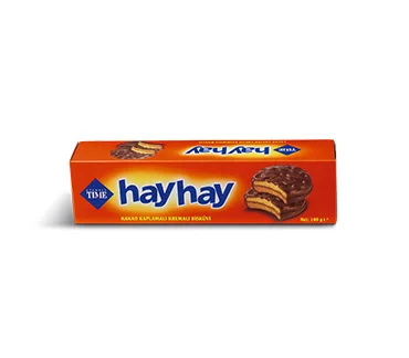 For HAY HAY SANDWICH BISCUITS COVERED WITH CHOCOLATE