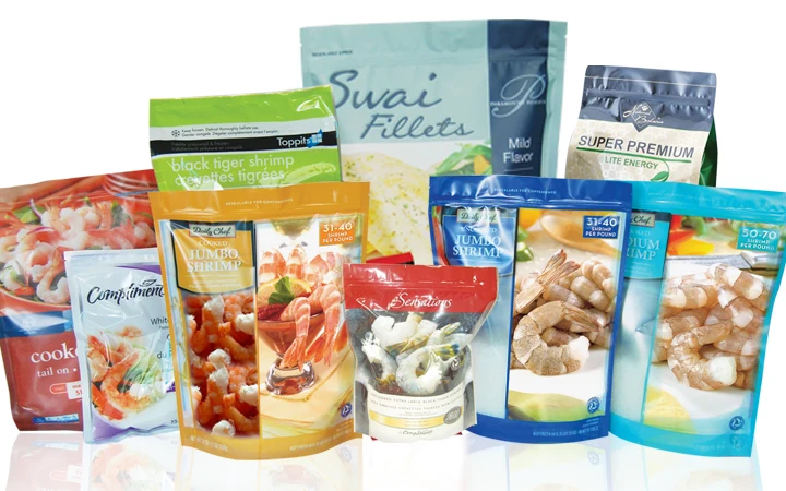 Custom frozen meat food grade vacuum shrimp Seafood plastic packaging pouch bag.