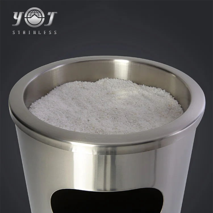 stainless steel outdoor public trash can with ashtray