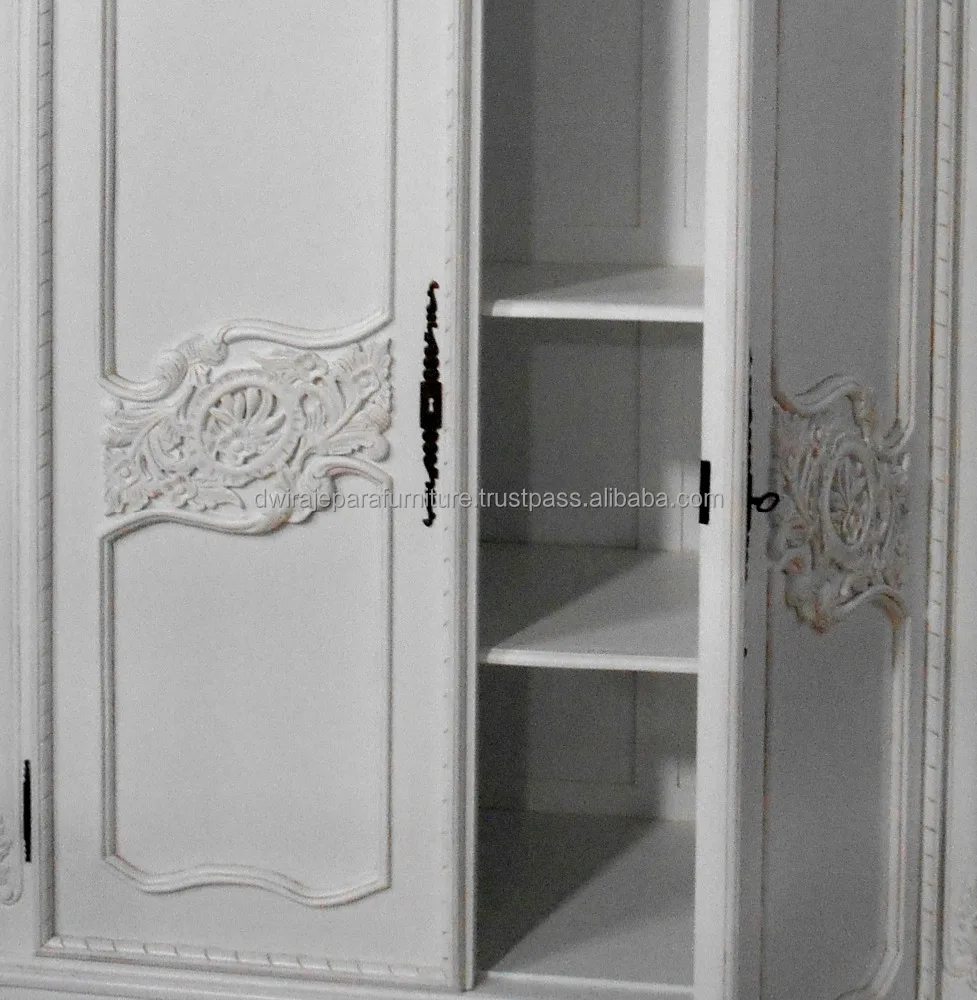 Home Furniture Wardrobe Rococo Style - White French Furniture Wardrobe Indonesia