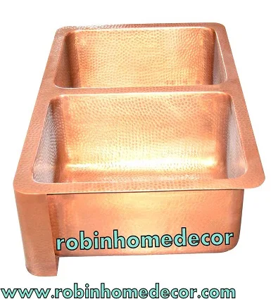 ANTIQUE LUXURY COPPER SMOOTH FARMHOUSE SINK  DOUBLE BOWL ANTIQUE KITCHEN SINK
