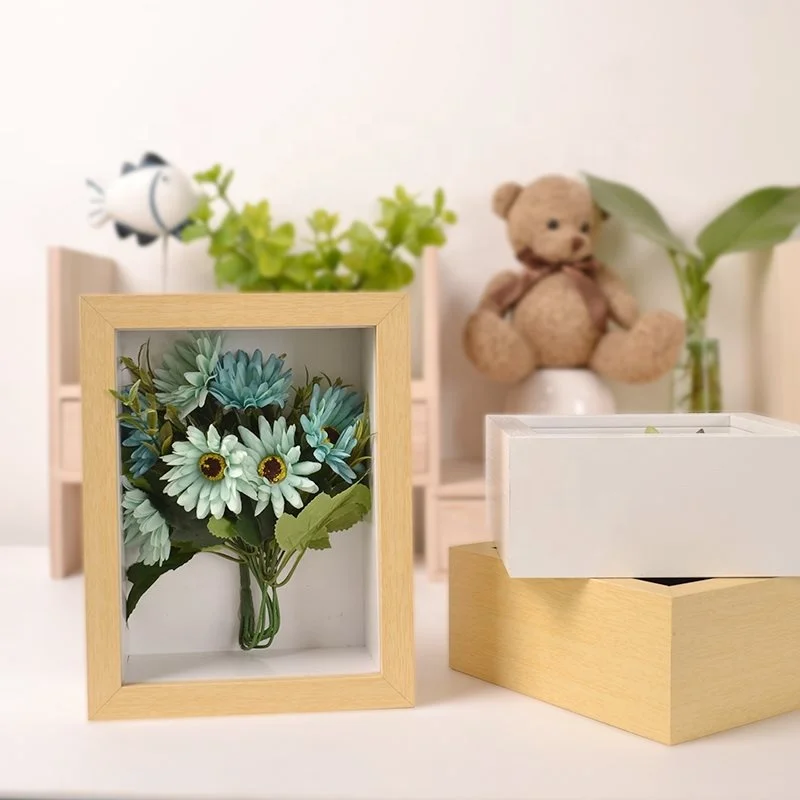 plastic square box 6x6 shadow box with plant