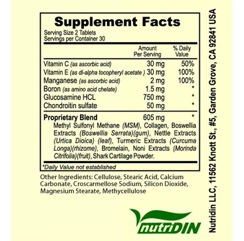 Joint Pain Glucosamine Hydrochloride Chondroitin Tablets Herbal Supplements. Dietary Supplements for Arthritis. USA Product OEM