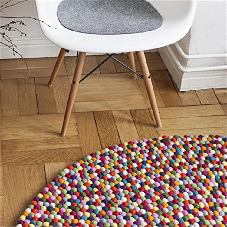 High Quality Nepalese Handmade Multicolour Felt Wool Ball Rugs -  New Design Ball Rug Felt Decoration Accessories Home Products