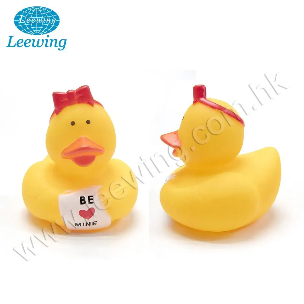 Valentine Day Festival Promo Gift Item Rose Lover Vinyl Duck with Flowers Bath Toy
