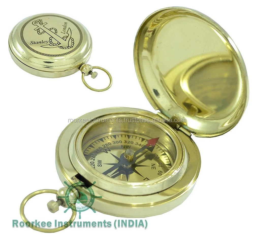 Brass Pocket compass/Brass Anchor Compass - Push Button Pocket Compass Antique Baptism Gift Birthday Anniversary gift
