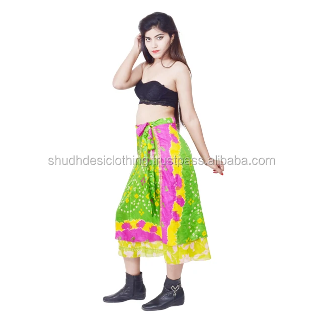 Two Layer Reversible Silk Magic Wrap Skirt