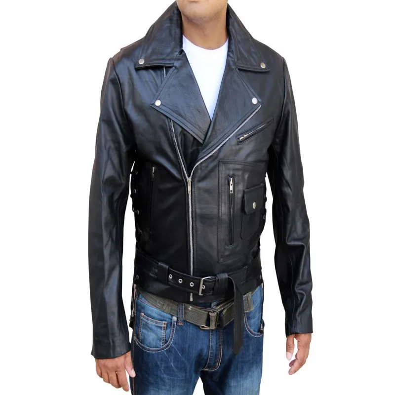 Original quality leather jacket for men stylish slim high neck stitching leather motorcycles jacket pakistan mens leather jacket