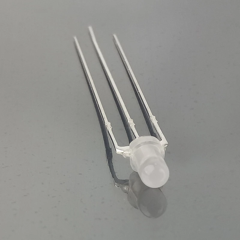 3mm LED diode dual colour LEDs red - green white difused - round shape 3mm diameter 3 pin with common anode