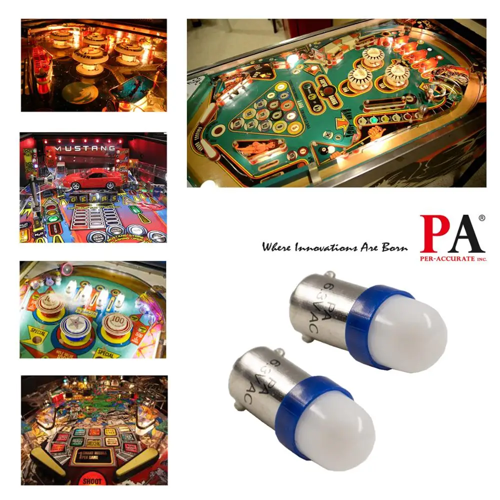 PA 2 SMD 2835 Ba9s #44 T4W 1445 wedge LED 6.3v for Pinball Machine(Blue)