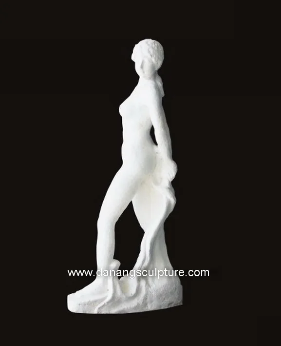 На открытом воздухе в натуральную величину Каменная Скульптура девушки цвета: бежевый белый Мраморная Статуя Девушки DSF-A032