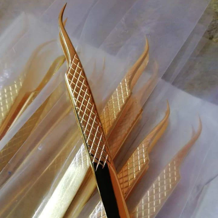 
Latest New Professional Gold Plated Volume Eyelash Extension Tweezers/Finest Volume Lash 