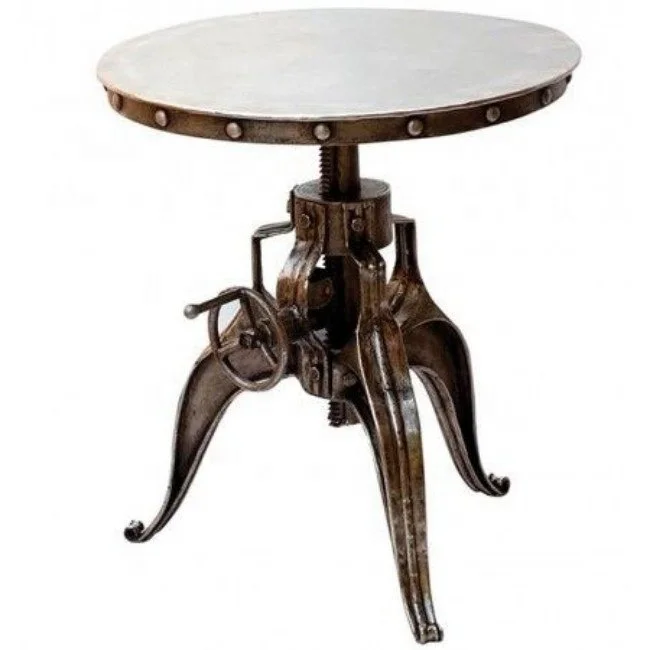
Industrial & vintage Cast Iron metal Crank Jack height adjustable Cafe Dining Table 