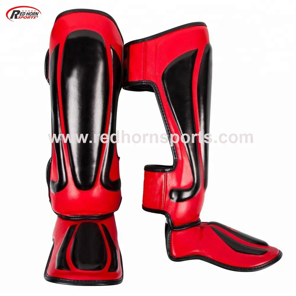 Muay Thai Shin Pads Shin Guards Pro Genuine Leather/Artificial Leather, Leg protectors for martial arts and boxing