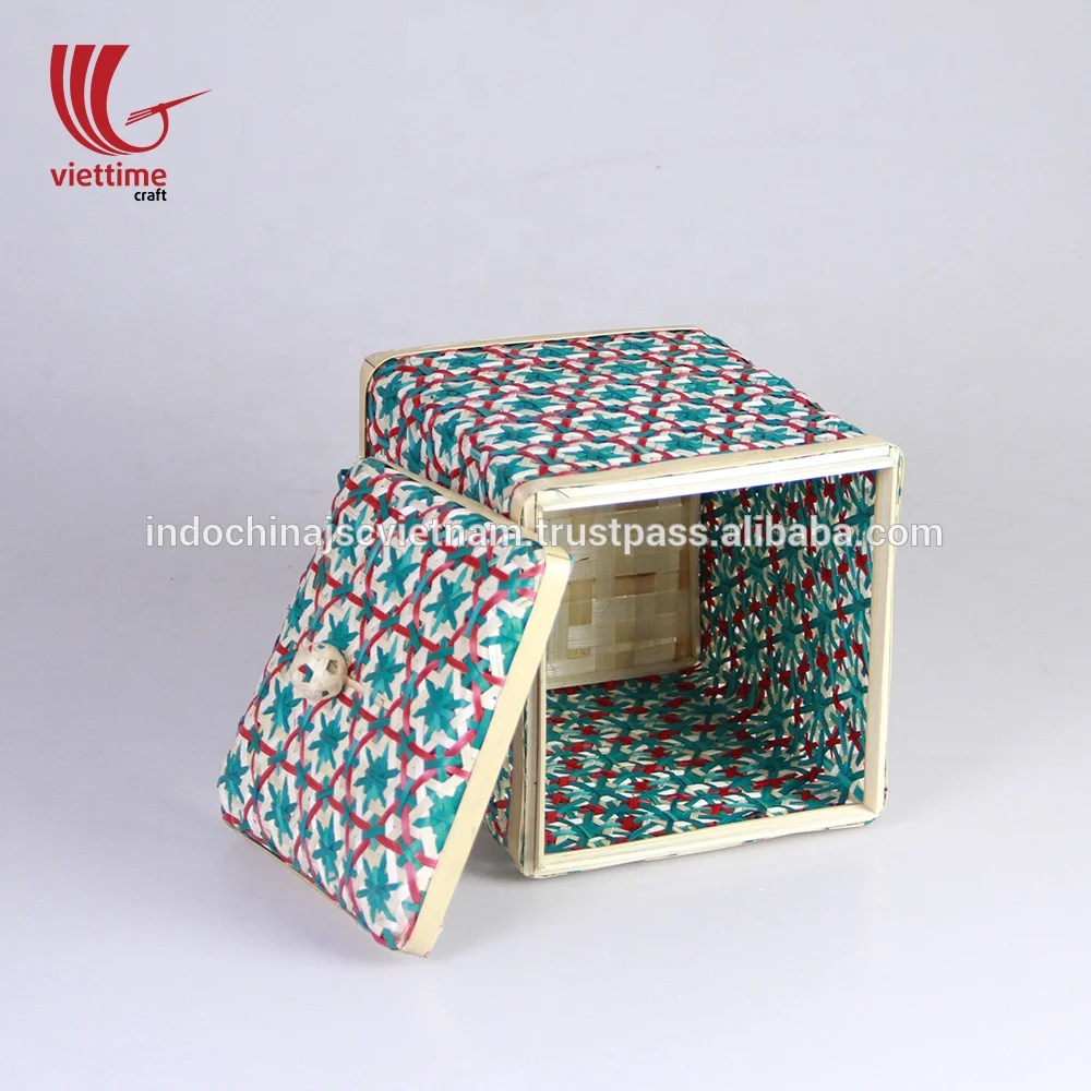 Wonderful Weaving Pikul Pattern Bamboo Box, Bamboo Gift Box, Bamboo Storage Box Kitchen Organizer Vietnam Wholesale