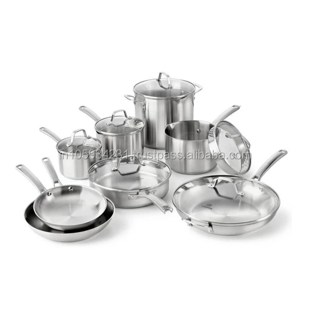 stainless steel 10 pcs cookware set with shiny finish