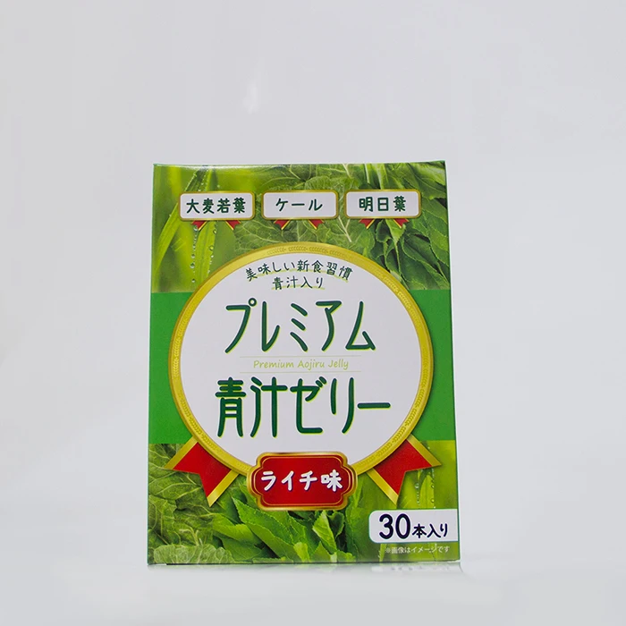 Green juice jelly pudding containing rich nutrients such as polyphenols of fruit flavour