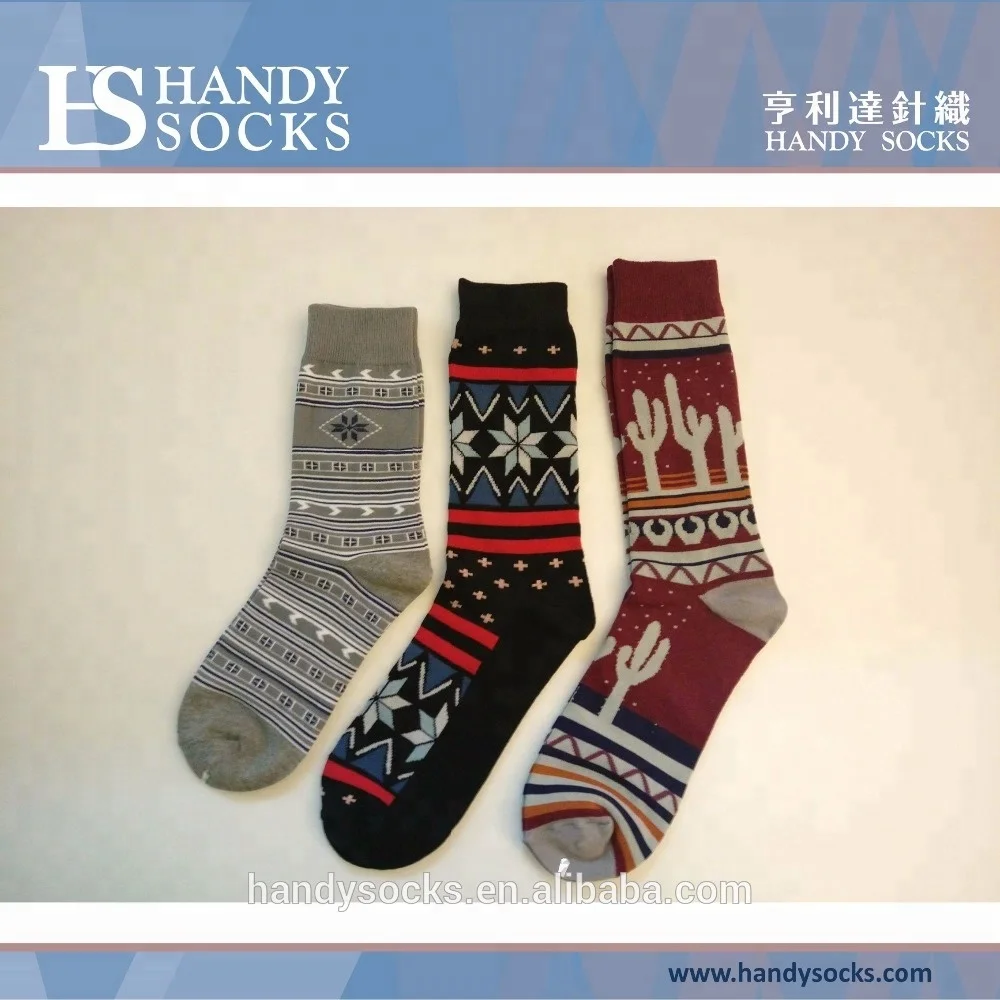Wholesale design mens custom cotton yarn organic graphic socks