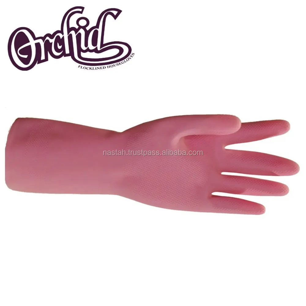 Economy warm hand flocklined rubber gloves multipurpose hand gloves for washing latex for cleaning kitchen laundry bathroom