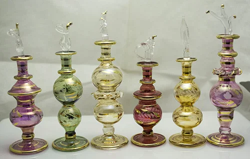 
High quality Egyptian Glass Perfume Bottle with 14 k Gold 