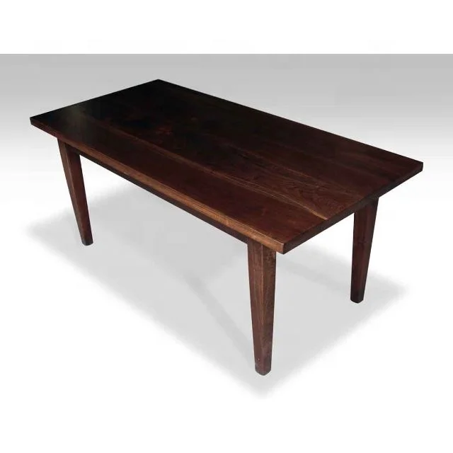 
 Modern Solid Shaeesham Wood Dark Walnut Farm Table with Tapered Legs  