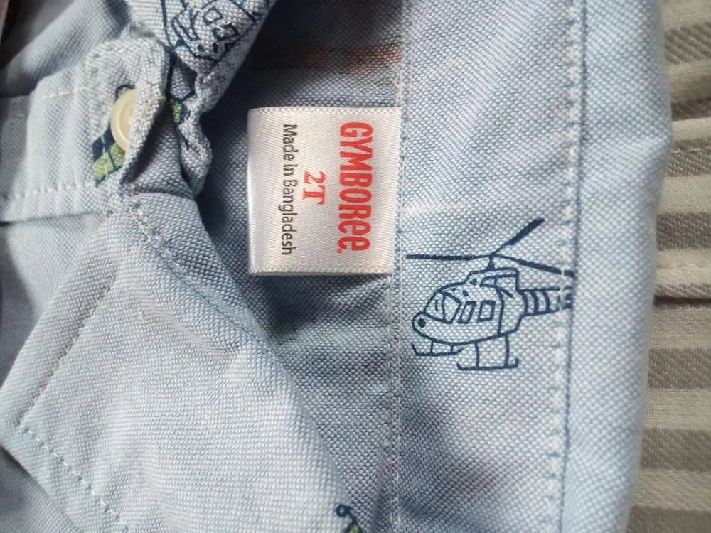 В наличии на складе в Бангладеш оригинальные фирменные этикетки летняя хлопковая накидка на пуговицы с принтом для мальчиков отложной воротник половина рубашки избыточное