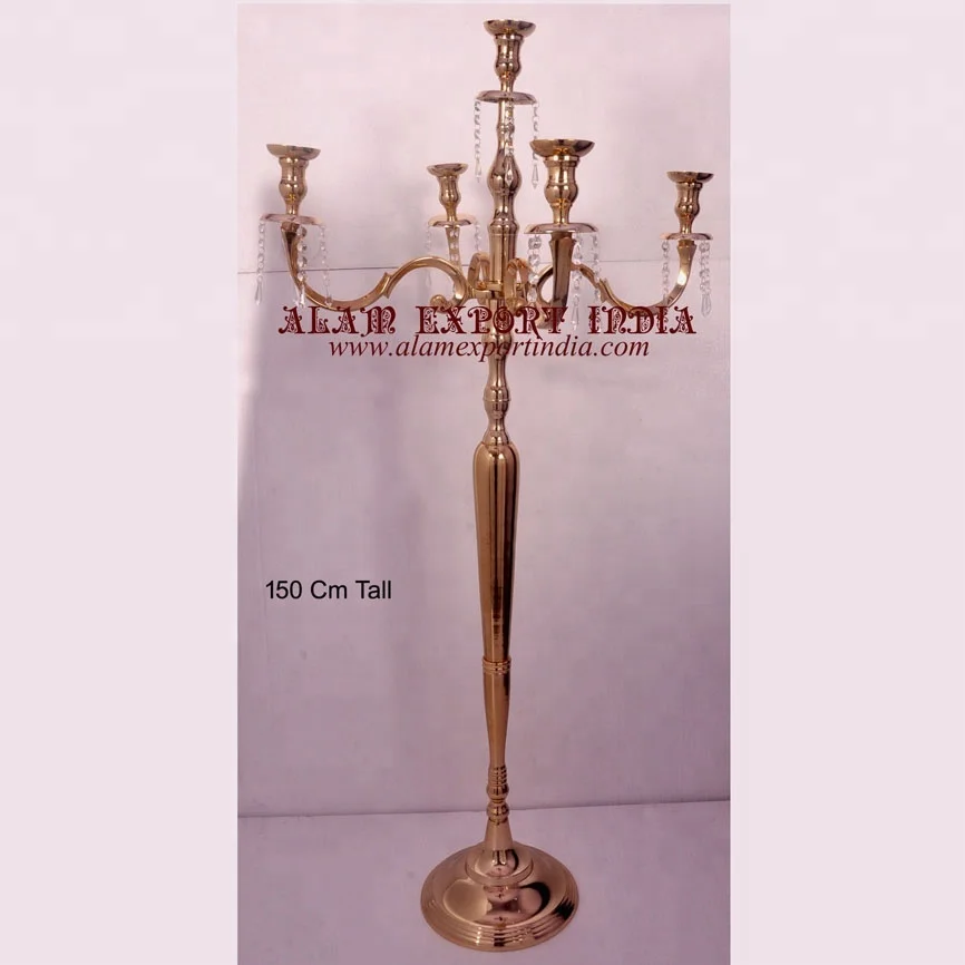 gold plated tall centerpiece wedding handmade flower bowl candelabra
