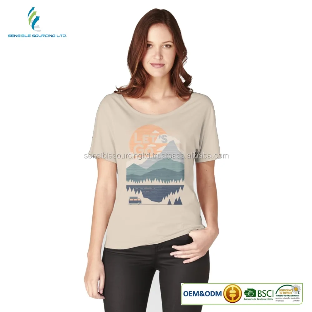 Women t shirt customized print Bangladeshi supplier 100% cotton t-shirt polo shirt