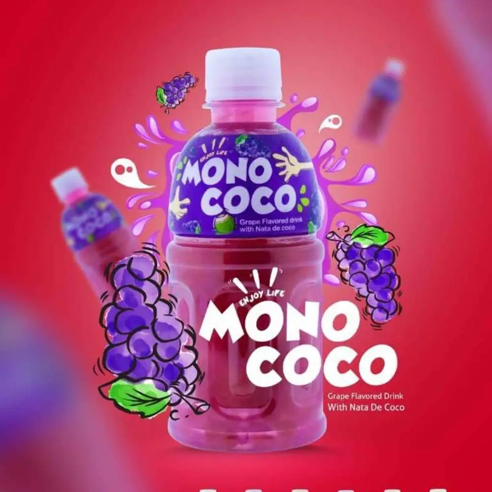 
Sterillized Nata De Coco Drink with Fruits Juice 25% Mono Coco Product of Thailand Ajintai Company Limited Under Zain Brand 