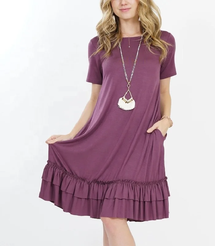 Women swing dress with ruffle hem Ladies femme girls casual wear dresses summer fashionable loungewear evening dresses