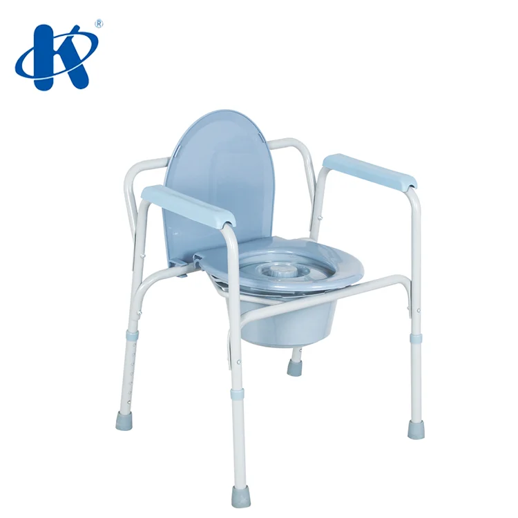 human patient handicap toilet chair Folding Powder Coated Steel Commode Chair KY815