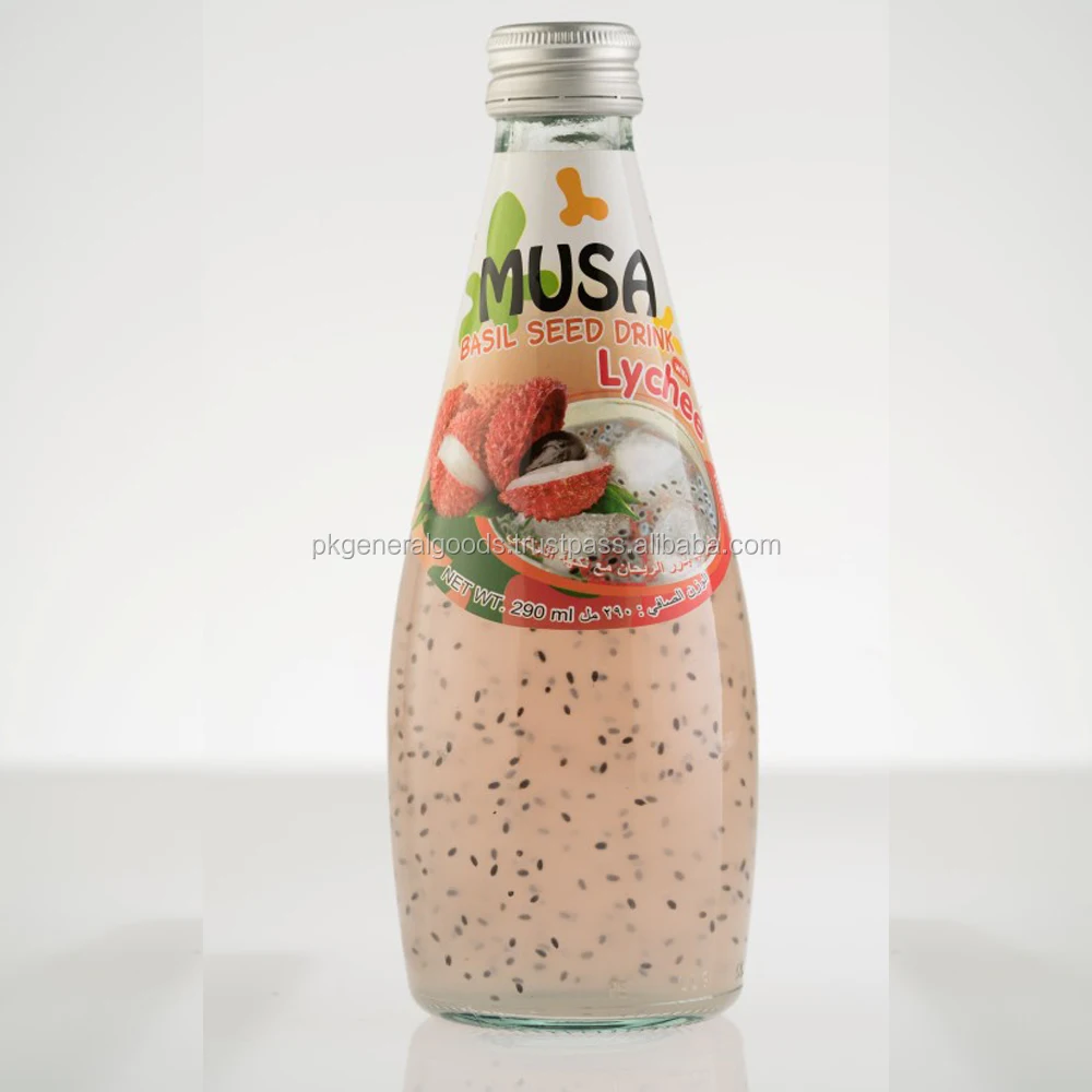 
Basil Seed Drink Juice Glass bottle 290ml MUSA Brand 