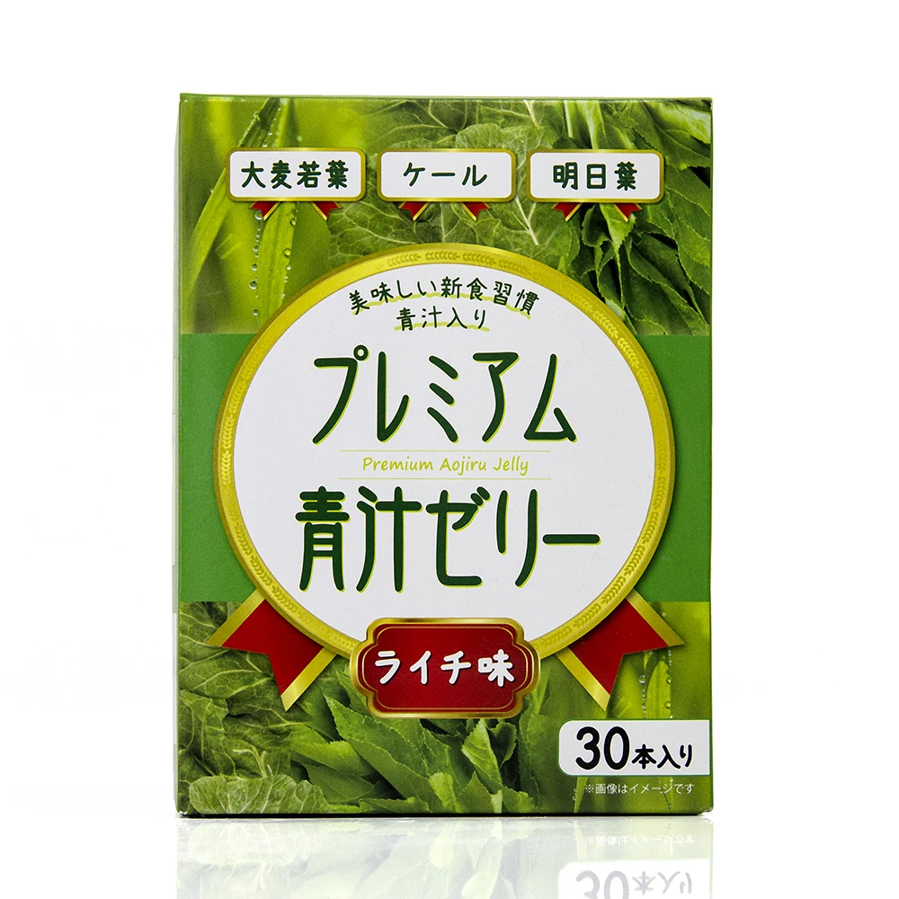 Green juice jelly pudding containing rich nutrients such as polyphenols of fruit flavour