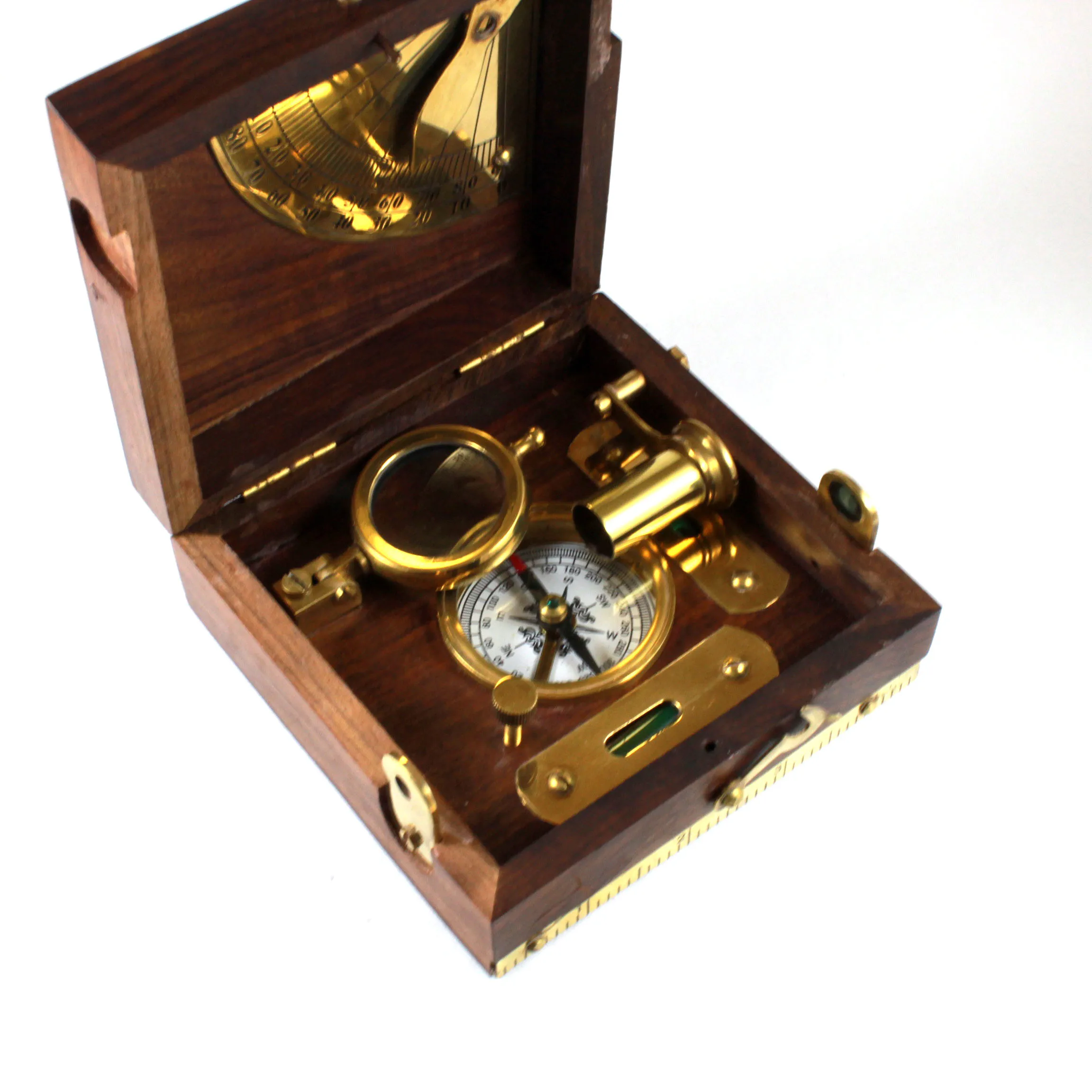 Brass Navigation Nautical Directional Antique Style Master Marine Box Compass Instrument