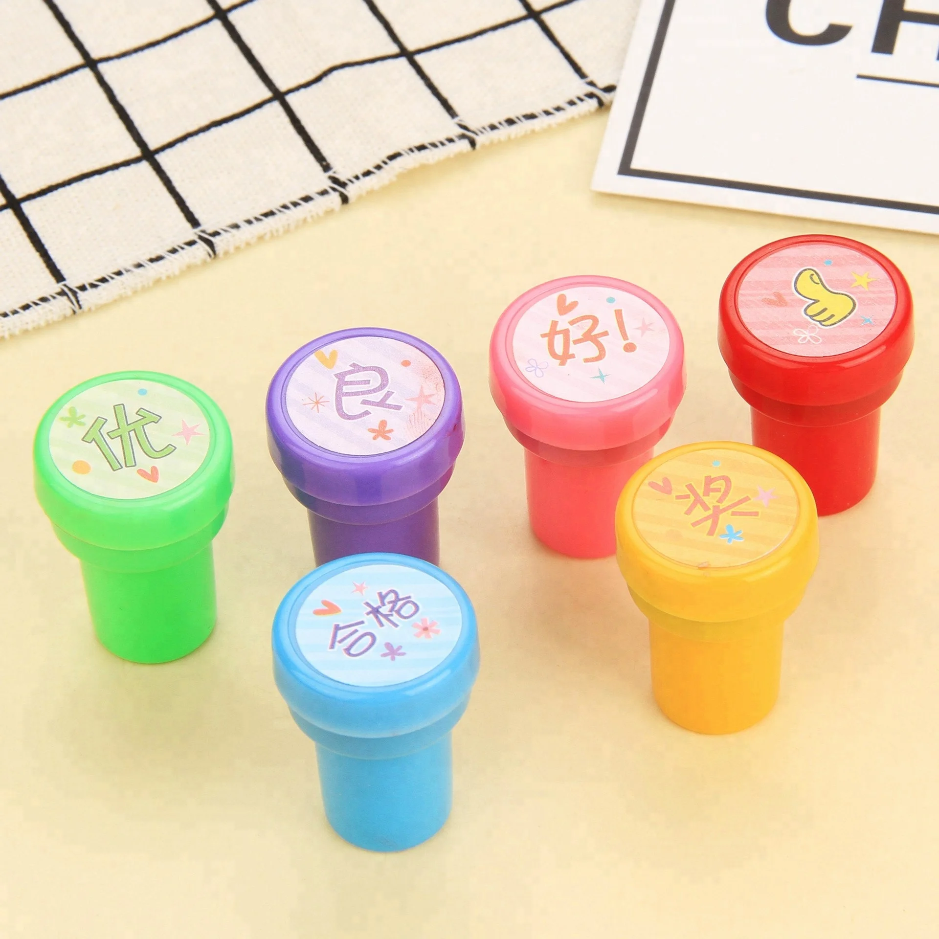 Factory Custom children toy stamp/Letter and digits toy round model stamps