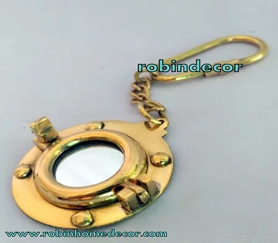Limited Nautical Marine Key Chain Brass Porthole Mirror Key Chain Antique