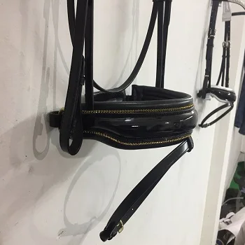 
Superior Quality Leather Dressage Bridle with Golden Crystals on Brow band and Nose band 