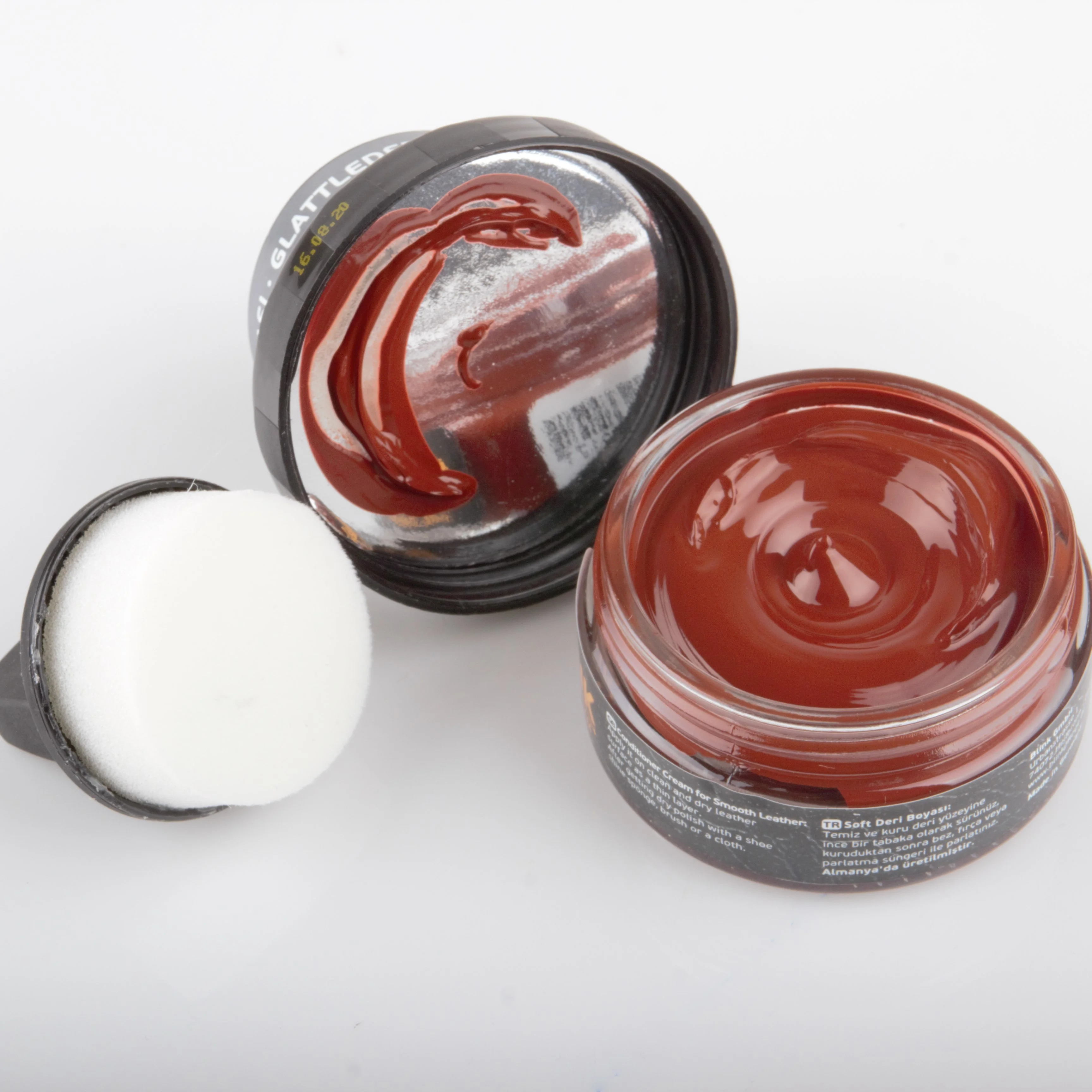 High Quality Shoe Care Cream with Applicator Leather Cream Sponge Liquid Shoe Polish Shoe Cleaning Tools Glass Bottle B-8510-