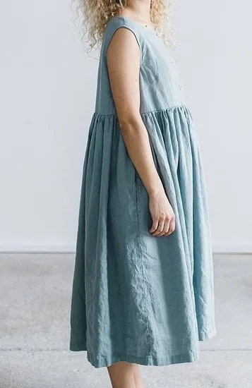 Long Maxi  Linen Summer dress with buttons Simple Breastfeeding Maternity Soft linen dress