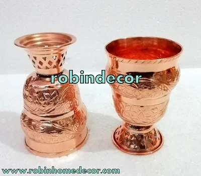 Pure Copper Embossed Designer Drink ware Pitcher Jug With Tumbler Glasses Set