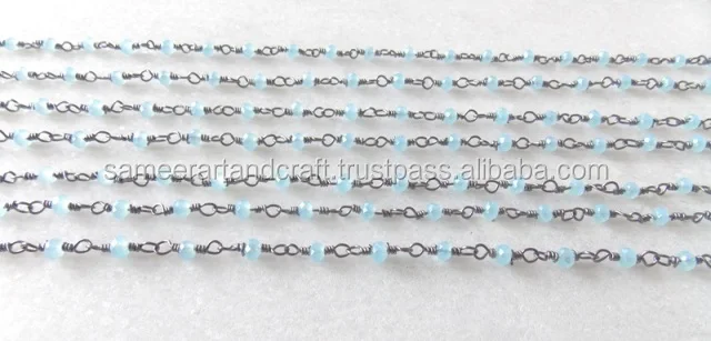 Chalcedony Rosary Style Wire Wrapped Beaded Jewelry Rosary Rhodium Peru Black All Fashion Jewelry Chain