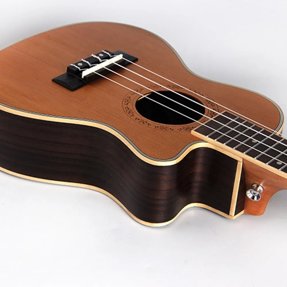 Concert 23 inch engraving solid cedar top rosewood cutaway matte finish ukulele china factory guitar