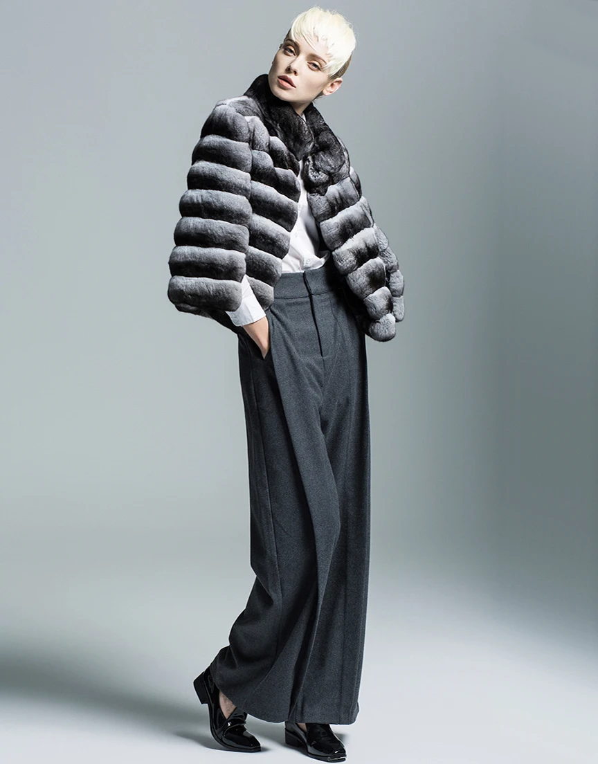 Chinchilla Fur Jacket Coat from Turkey Quality