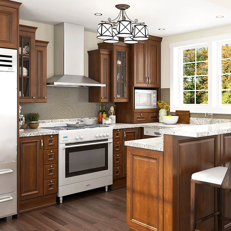 American Style Mini Kitchenette U Shape Small Kitchen Cabinet